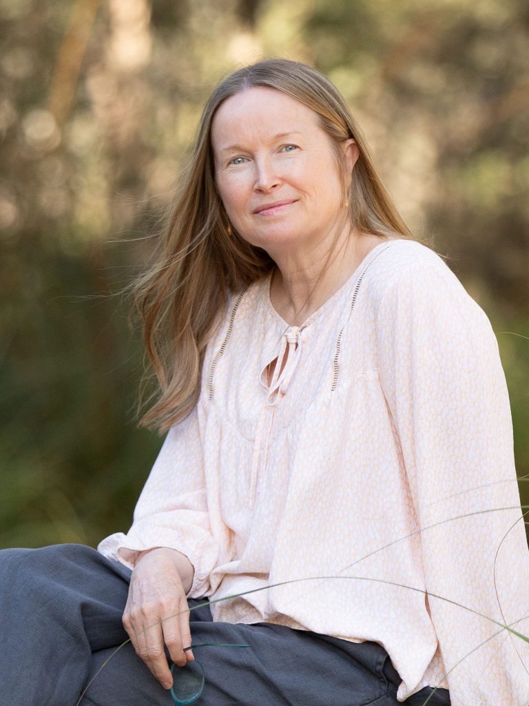 Heather King, counsellor, relaxing outside portrait